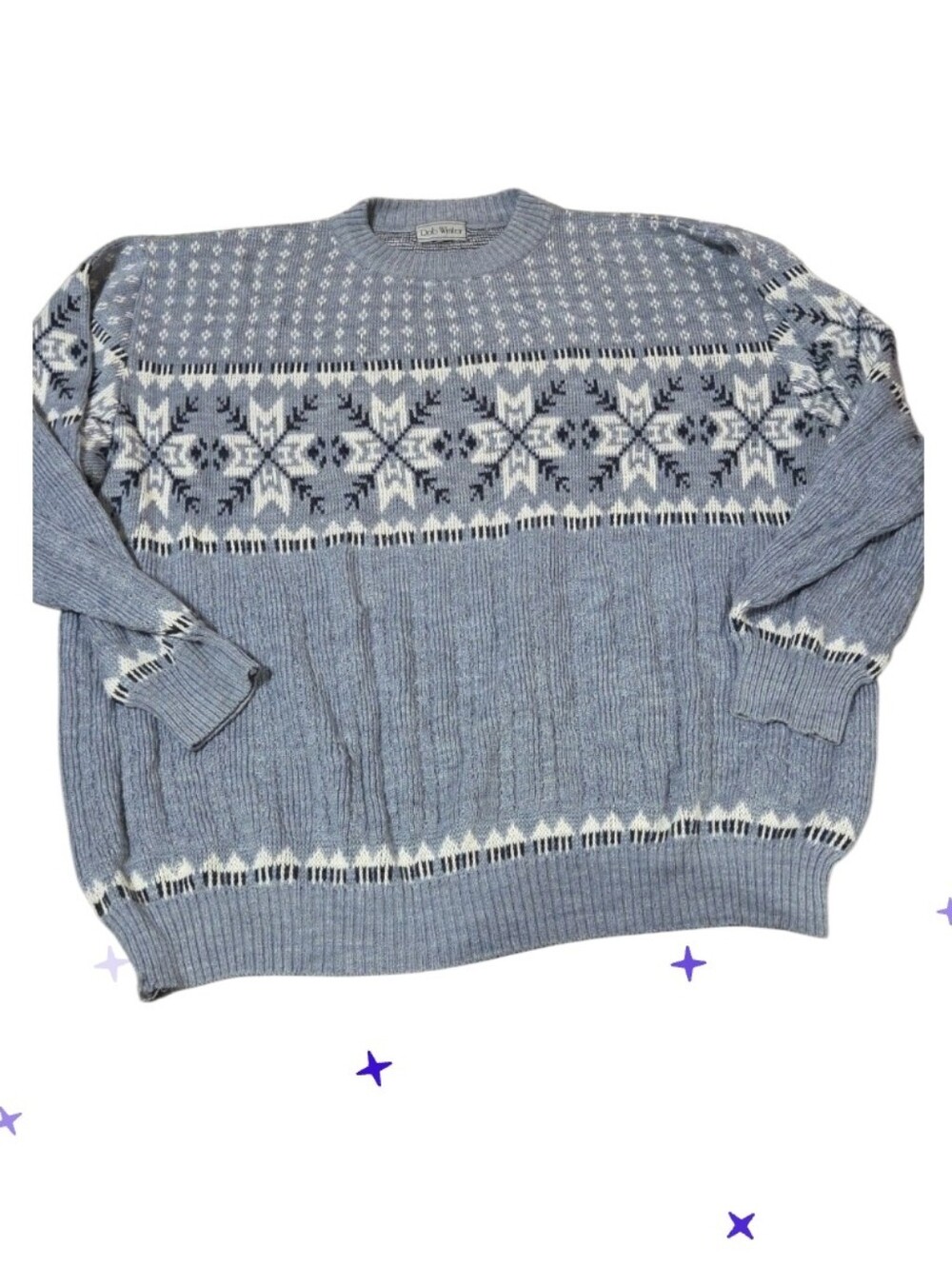 Rob Winter 2x Sky Blue & White Nordic Crewneck Sweater